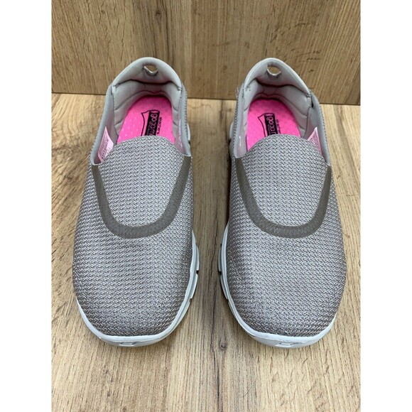 Skechers Go Walk 3 Shoes Women's Size 8.5 Stone beige Slip On Flats GoGo Mat - Picture 4 of 16